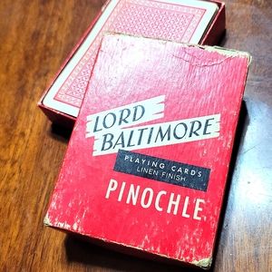 ANTIQUE Lord Baltimore Pinochle Playing Cards (Red) - Collector's Item